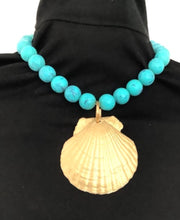 Load image into Gallery viewer, Gold and Turquoise Shell Necklace

