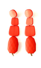Load image into Gallery viewer, Long Orange Acrylic Statement Earrings
