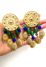 Load image into Gallery viewer, Clip On Gold and Beaded Etruscan Style Earrings
