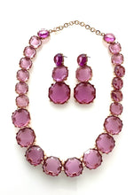 Load image into Gallery viewer, Purple Jewelled Necklace e and Earrings Set
