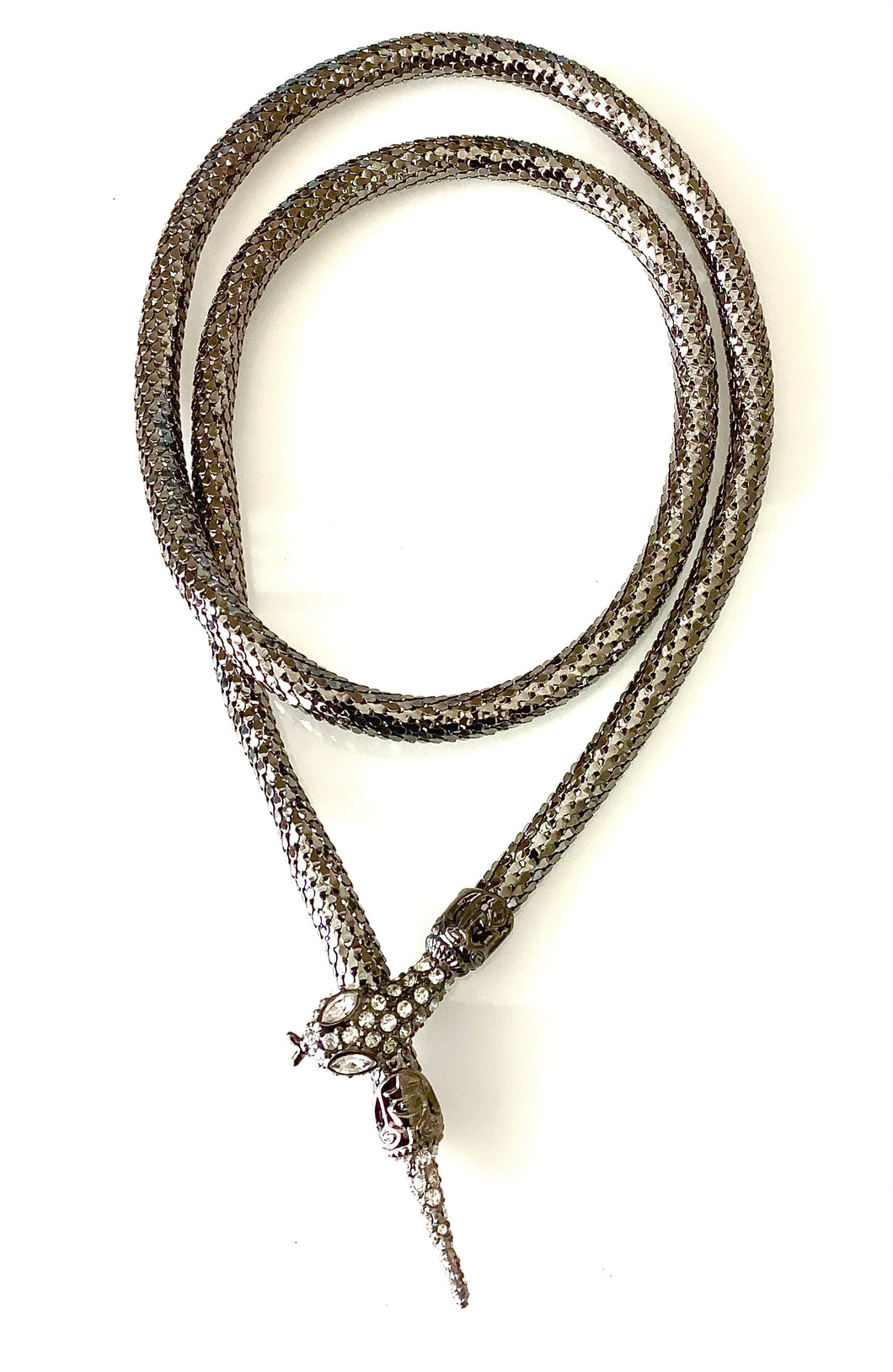 Vintage Gunmetal Long Snake Necklace