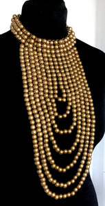 Stunning Gold Beaded Statement Necklace