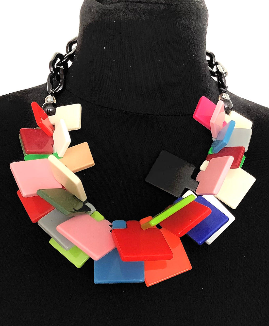 Multi-Coloured Abstract Acrylic Statement Necklace