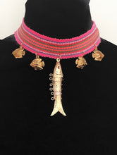 Load image into Gallery viewer, Pink Boho Fish Choker Necklace
