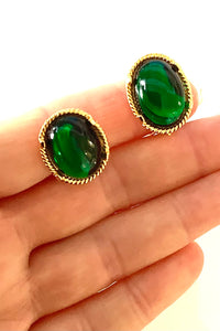 Clip On Green Vintage Earrings