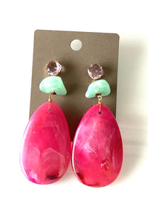 Pink Acrylic Teardrop Earrings