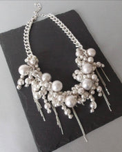Load image into Gallery viewer, Chunky Matte Silver Bead Statement Necklace
