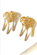 Load image into Gallery viewer, Clip On Vintage Gold Filigree Earrings
