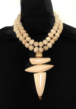 Load image into Gallery viewer, Cream Resin Tribal Pendant Necklace
