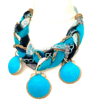 Load image into Gallery viewer, Blue Shell Plait Necklace
