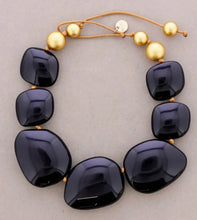 Load image into Gallery viewer, Black and Gold Chunky Bead Necklace
