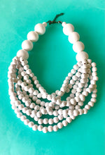 Load image into Gallery viewer, Chunky White Wooden Bead Statement Necklace
