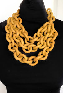 Mustard Rubber Chain Layered Necklace