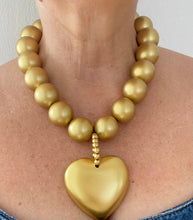 Load image into Gallery viewer, Chunky Gold Bead and Heart Statement Necklace
