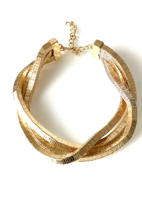 Gold Metal Twist Necklace