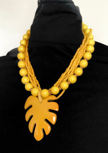 Yellow Acrylic Leaf Necklace