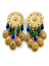 Load image into Gallery viewer, Clip On Gold and Beaded Etruscan Style Earrings
