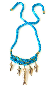 Turquoise Sea Charm Rope Necklace