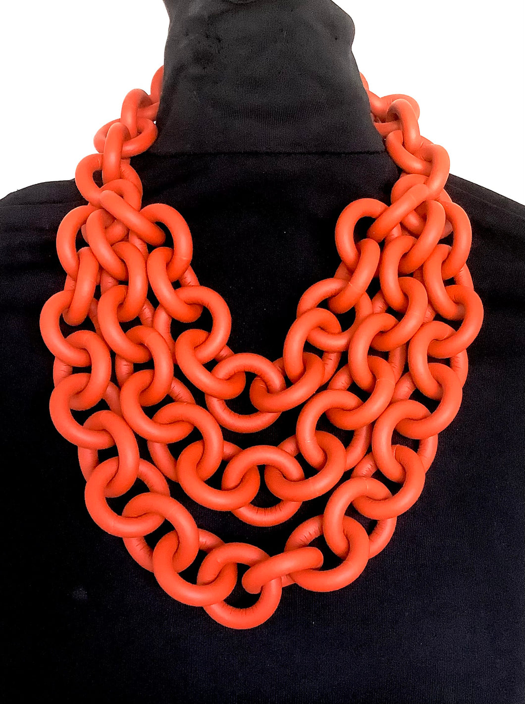 Burnt Orange Rubber Chain Layered Necklace