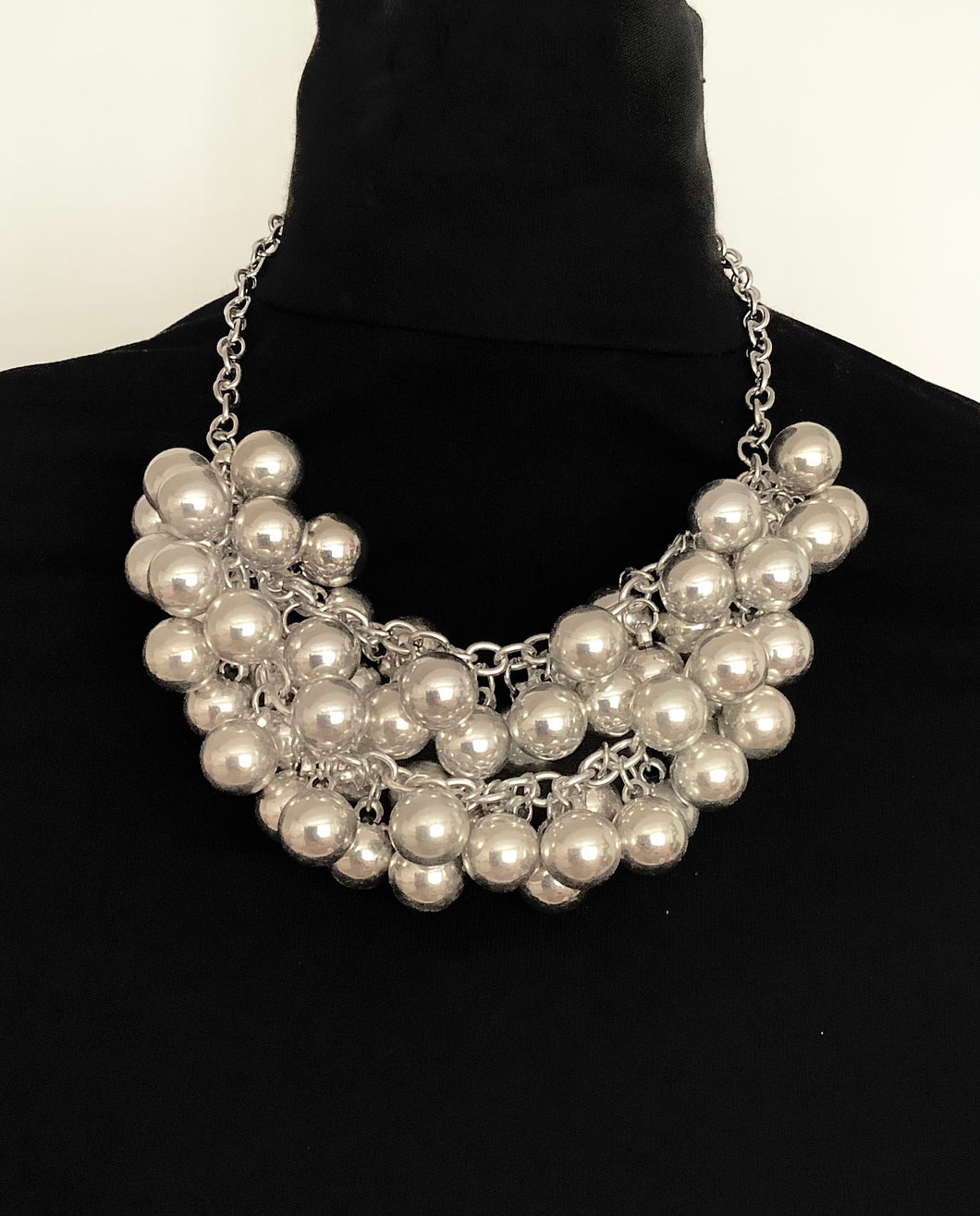 Silver Metallic Bead Necklace
