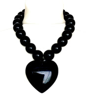 Load image into Gallery viewer, Chunky Black Acrylic Heart Necklace
