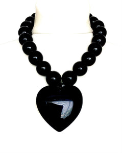 Chunky Black Acrylic Heart Necklace
