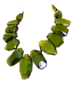 Green Abstract Acrylic Statement Necklace
