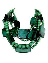 Load image into Gallery viewer, Green Layered Acrylic Bead Necklace
