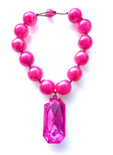 Load image into Gallery viewer, Pink Resin Bead and Gem Necklace
