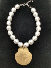 Load image into Gallery viewer, Gold Shell and Chunky Silver Bead Necklace
