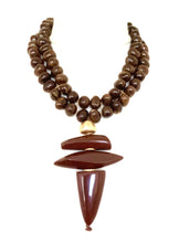 Load image into Gallery viewer, Brown Resin Tribal Style Necklace
