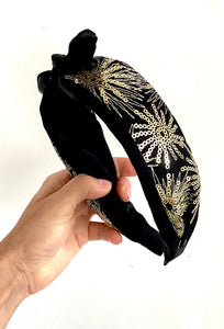 Black and Gold Bow Headband
