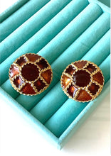 Load image into Gallery viewer, Clip On Brown Vintage Enamel Earrings
