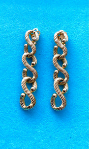 Clip On Gold Vintage Chain Earrings