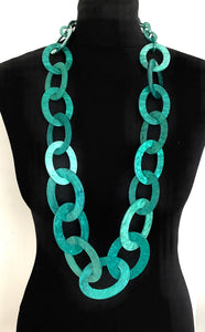 Long Teal Acrylic Chain Necklace