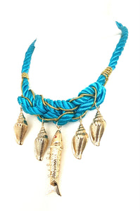 Turquoise Sea Charm Rope Necklace