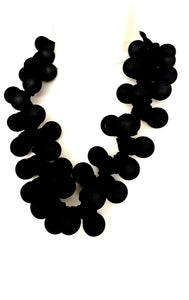 Black Fabric Beaded Statement Necklace