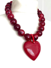 Load image into Gallery viewer, Burgundy Chunky Heart Necklace
