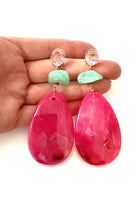 Load image into Gallery viewer, Pink Acrylic Teardrop Earrings
