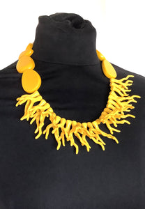 Yellow  Coral Style Statement Necklace