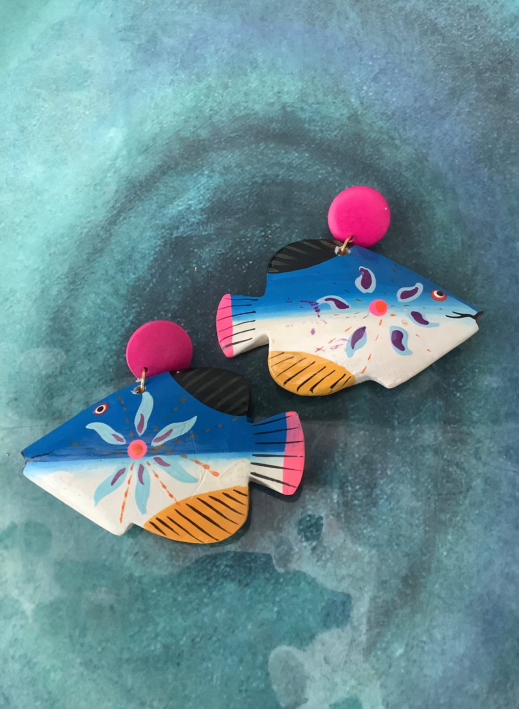 Wooden Tropical Fish Earrings