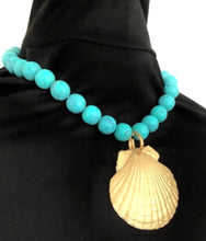 Load image into Gallery viewer, Gold and Turquoise Shell Necklace
