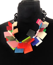 Load image into Gallery viewer, Multi-Coloured Abstract Acrylic Statement Necklace
