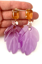 Load image into Gallery viewer, Lilac Resin Leaf Earrings

