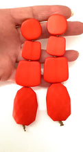 Load image into Gallery viewer, Long Orange Acrylic Statement Earrings
