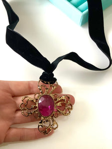 Purple Jewelled Vintage Pendant Necklace