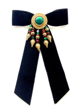 Load image into Gallery viewer, Vintage Embellished Velvet Bow Brooch
