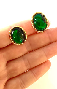 Clip On Green Vintage Earrings