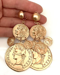 Gold Coin Drop Earrings