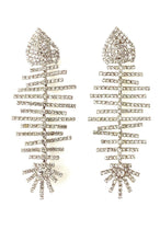 Load image into Gallery viewer, Silver Diamanté Fishbone Earrings
